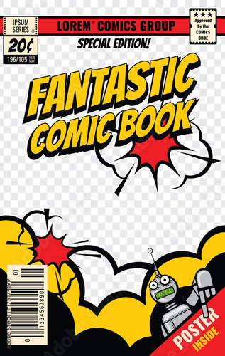 Obraz na plátně Comic book cover vector template