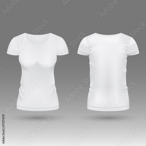Blank realistic 3d white woman t shirt vector template isolated