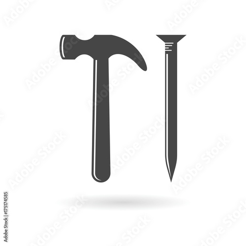 Hammer and nail icon 