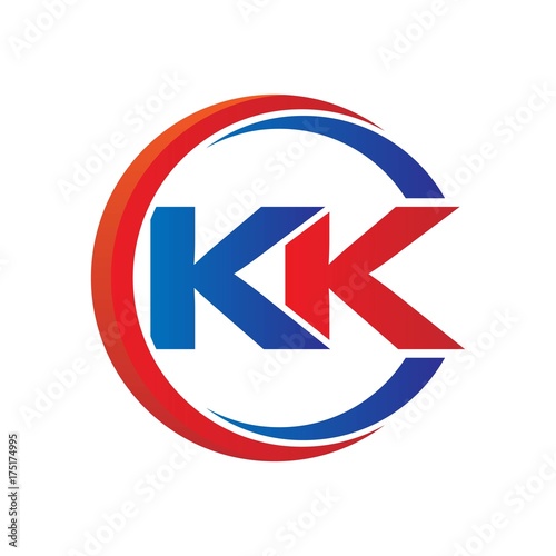 Free Download kk logo vector modern initial swoosh circle blue and red - GFXLoad