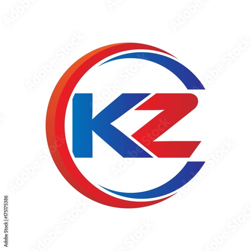 Free Download kz logo vector modern initial swoosh circle blue and red - GFXLoad