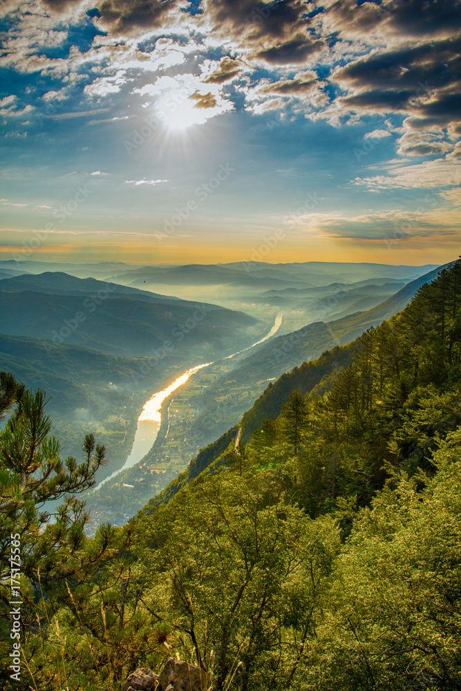 Naklejka premium Tara mountain and Drina river canyon landscape