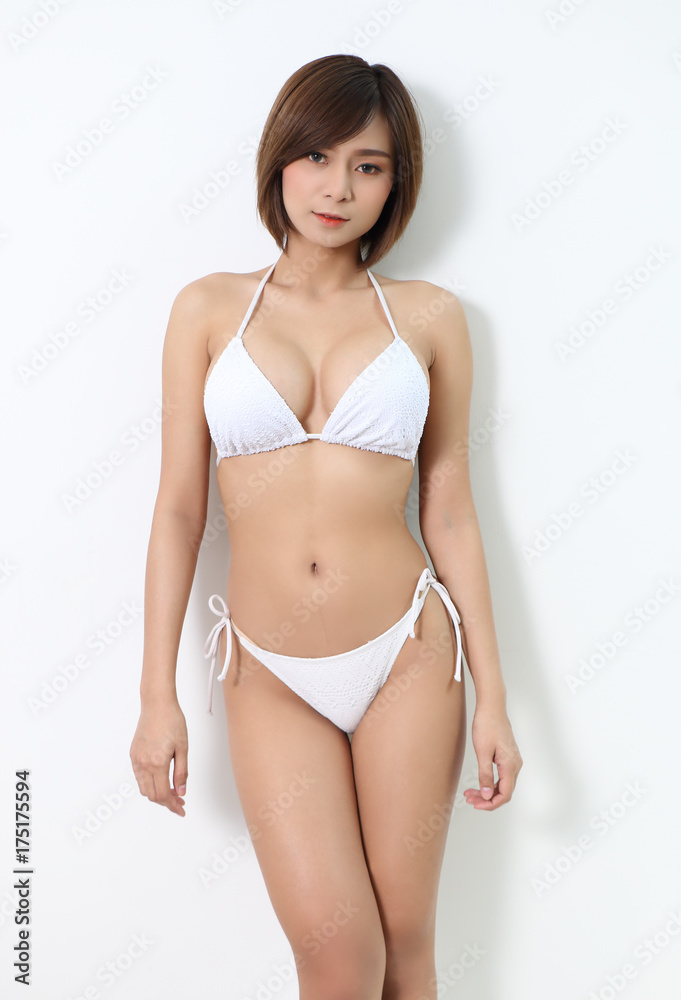 white bikini woman