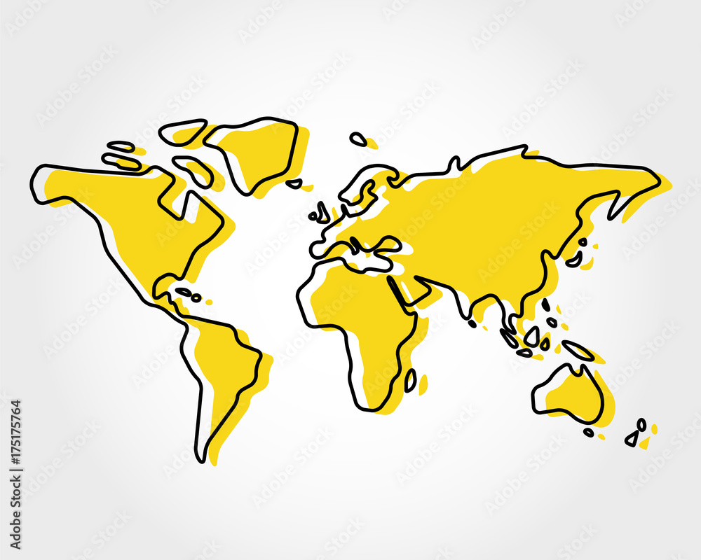 yellow world map with rectangle