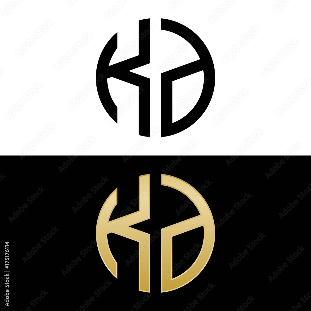 kd initial logo circle shape vector black and gold kd initial logo circle shape vector black and gold