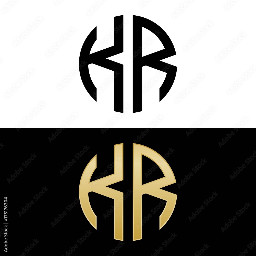 kr initial logo circle shape vector black and gold kr initial logo circle shape vector black and gold