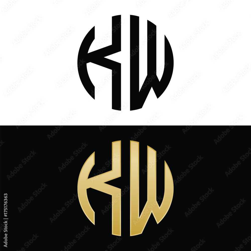 kw initial logo circle shape vector black and gold kw initial logo circle shape vector black and gold