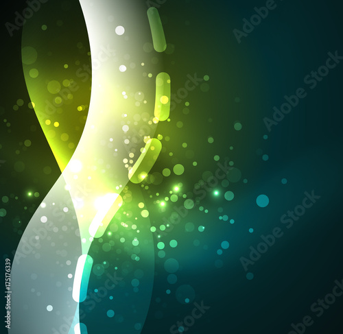 Vector glowing wave, smoke design wavy lines