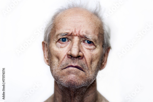 the sad old man with blue eyes