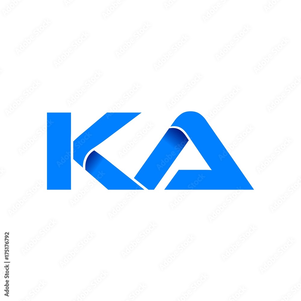 ka logo initial logo vector modern blue fold style - obrazy, fototapety, plakaty 