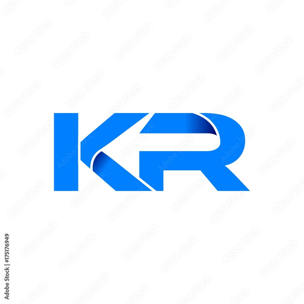 kr logo initial logo vector modern blue fold style kr logo initial logo vector modern blue fold style