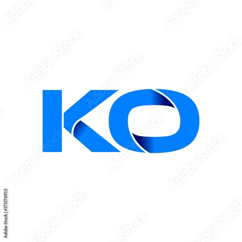 ko logo initial logo vector modern blue fold style