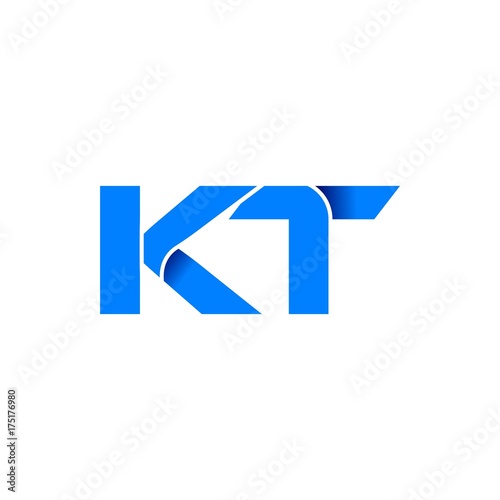 kt logo initial logo vector modern blue fold style