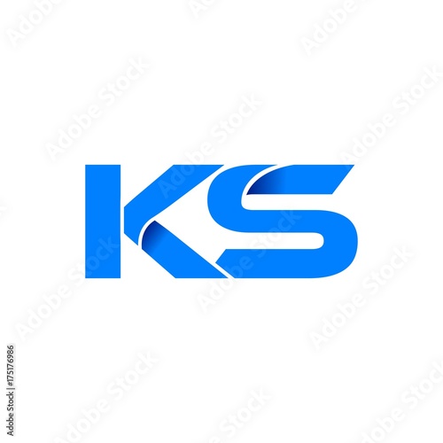 ks logo initial logo vector modern blue fold style
