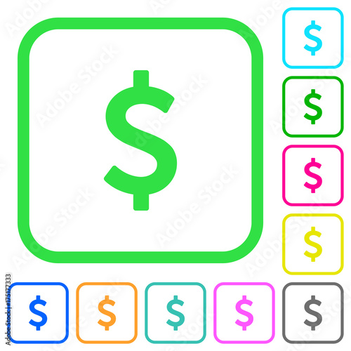 Dollar sign vivid colored flat icons icons