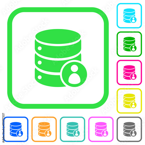 Database privileges vivid colored flat icons icons