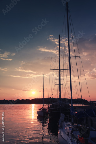 Vertical silhouette photo of sailing ship