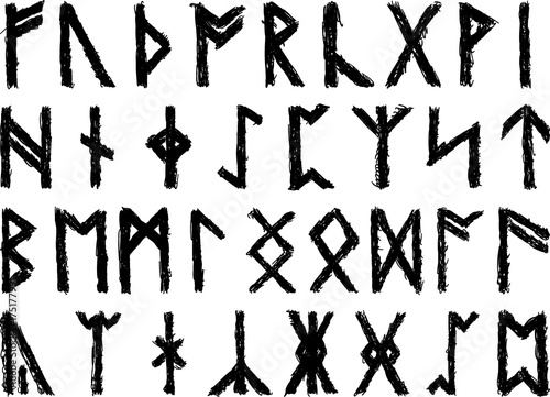 Set of sketched runes