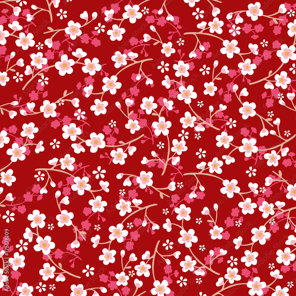 Japanese cherry blossom pattern on pink backgroud