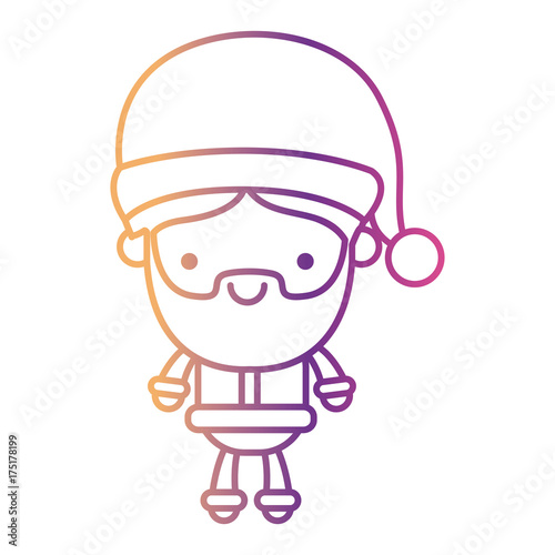 santa claus cartoon full body smiling expression on gradient color silhouette from yellow to fuchsia