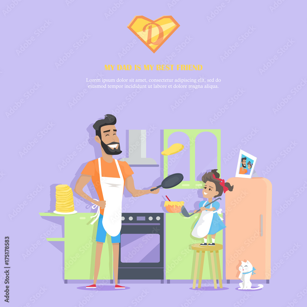 My Dad is My Best Friend Vector in Flat Design. My Dad is My Best Friend Vector in Flat Design.