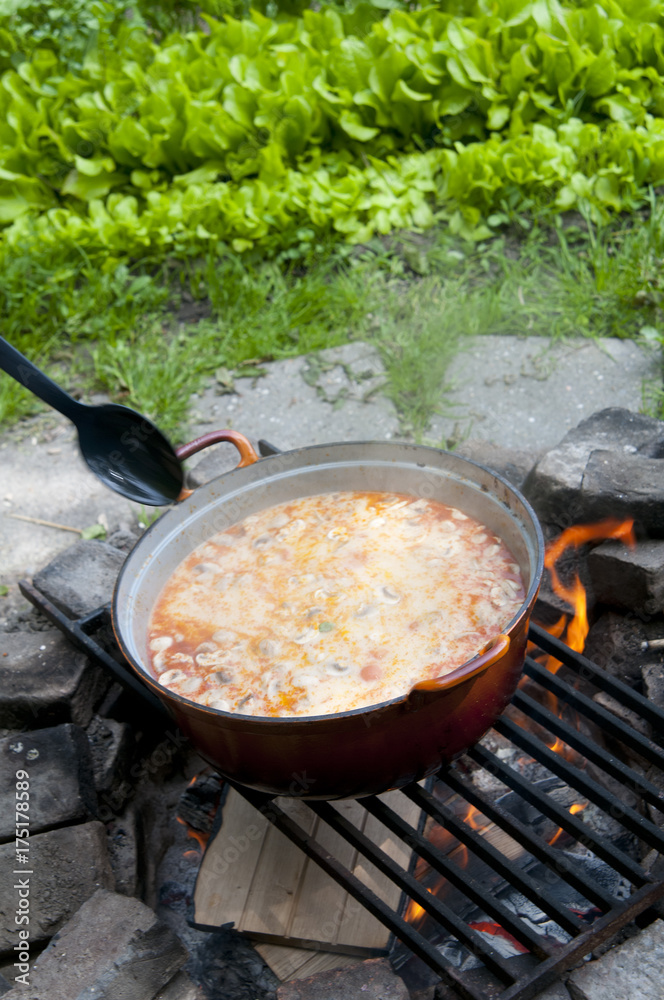 Delicious Tom Yum suop a traditional dish in the Asian kitchen Delicious Tom Yum suop a traditional dish in the Asian kitchen