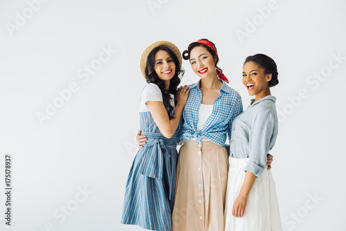 multicultural women in retro clothing