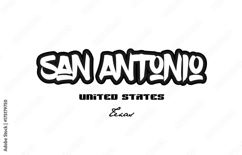 United States san antonio texas city graffitti font typography design