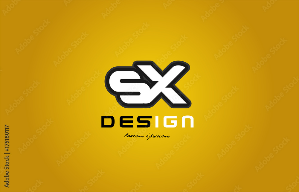Fototapeta premium sx s x alphabet letter combination digit white on yellow background