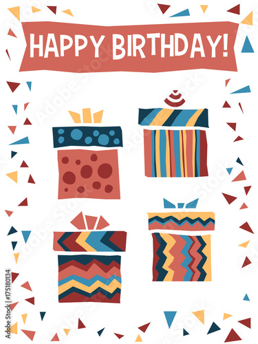 Birthday Greeting Card in Cartoon Fun Style photo