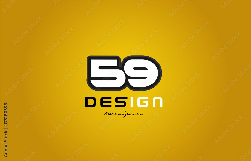 59 number numeral digit white on yellow background 59 number numeral digit white on yellow background