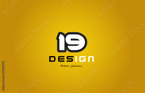 19 number numeral digit white on yellow background