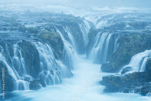 Landscape with Bruarfoss waterfall in Iceland