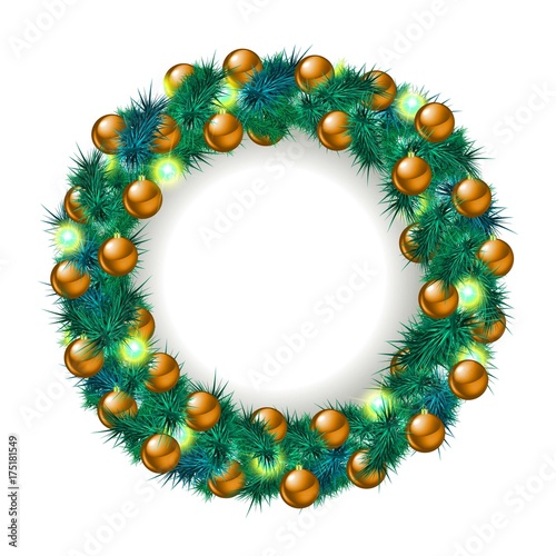 Christmas wreath, isolated on white