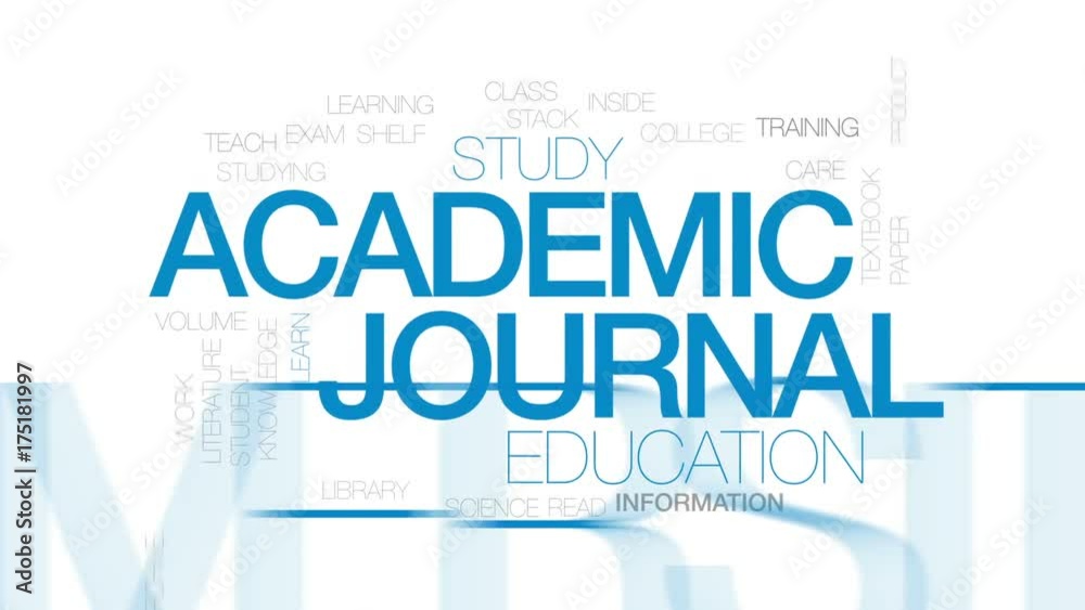 Academic journal animated word cloud, text design animation. Kinetic typography.