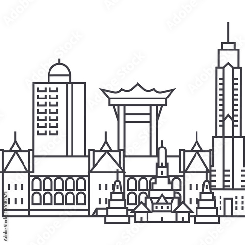 hongkong vector line icon, sign, illustration on white background, editable strokes