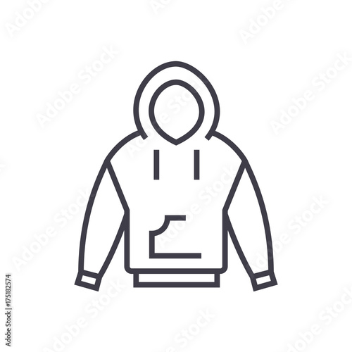 hoodie vector line icon, sign, illustration on white background, editable strokes