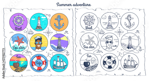 Summer Adventure Monochrome and Colorful Posters