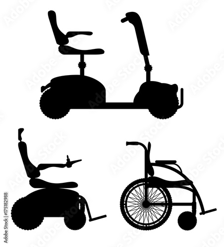 wheelchair for disabled people black outline silhouette stock vector illustration