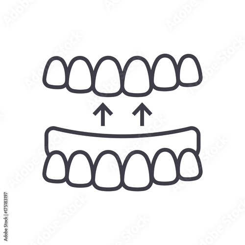 implanted teeth vector line icon, sign, illustration on white background, editable strokes