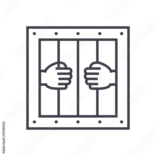 jail vector line icon, sign, illustration on white background, editable strokes