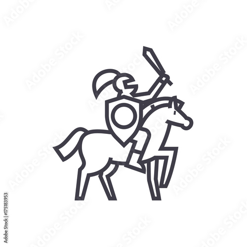 knight vector line icon, sign, illustration on white background, editable strokes