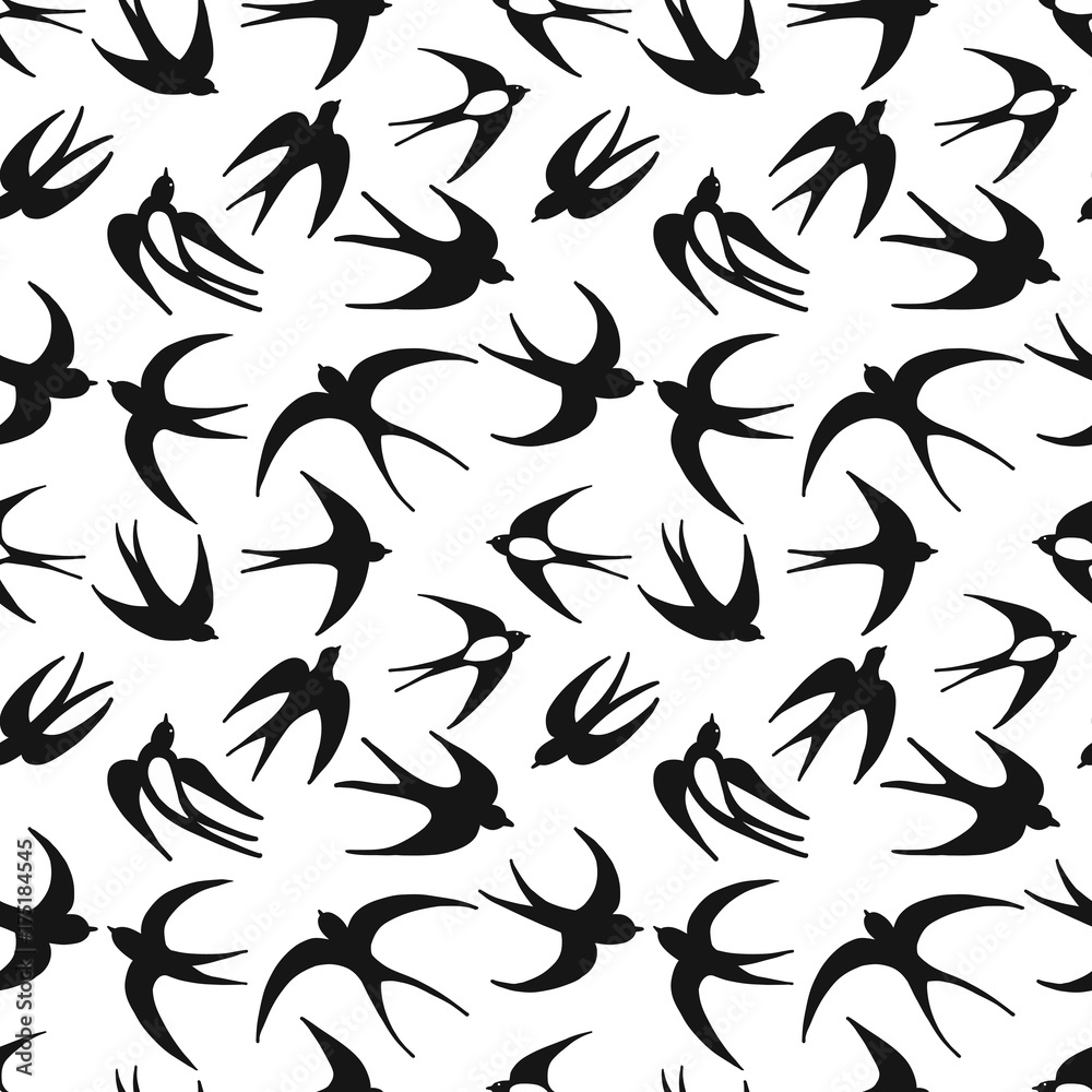Swallows, seamless pattern for your design Swallows, seamless pattern for your design