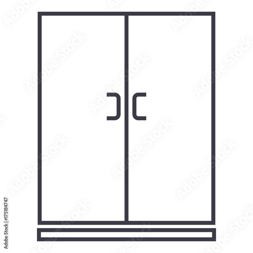 locker,cupboard vector line icon, sign, illustration on white background, editable strokes