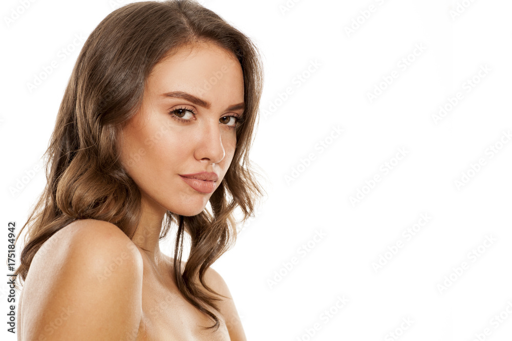 Portrait of beautiful young woman on white background Portrait of beautiful young woman on white background