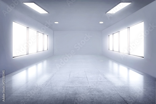 Empty white room with lamps and window