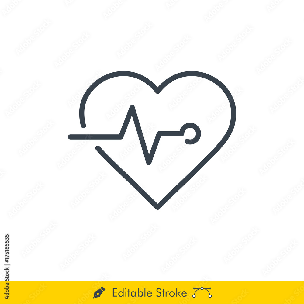 Heart Rate (Cardiogram) Icon / Vector - In Line / Stroke Design with Editable Stroke Heart Rate (Cardiogram) Icon / Vector - In Line / Stroke Design with Editable Stroke