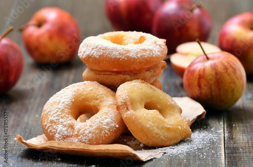 Homemade donuts with apples