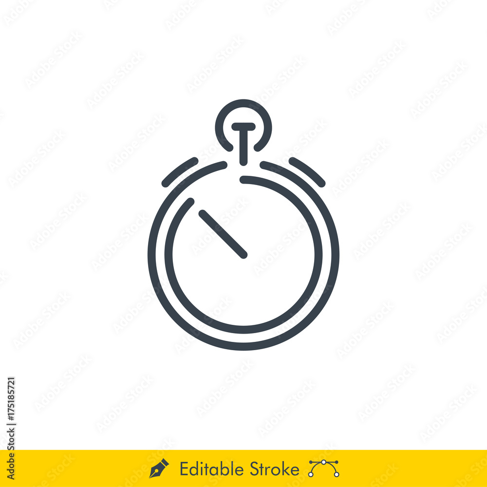 Stopwatch Icon / Vector - In Line / Stroke Design with Editable Stroke Stopwatch Icon / Vector - In Line / Stroke Design with Editable Stroke