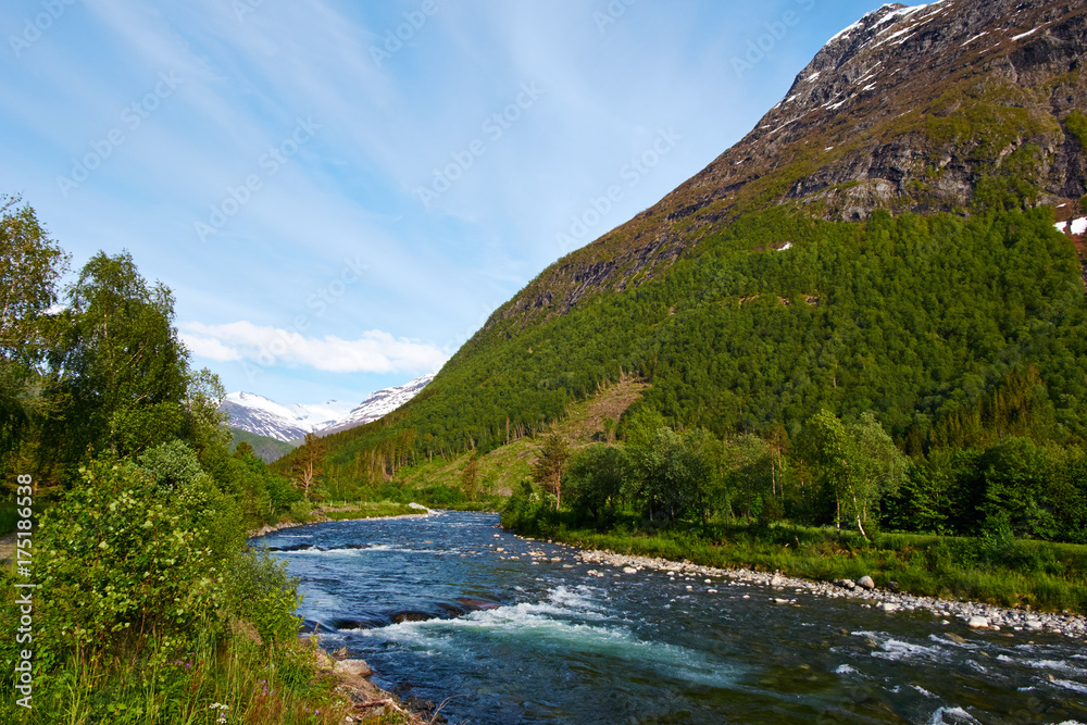 mountain and river in norway
